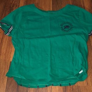 green hollister crop top